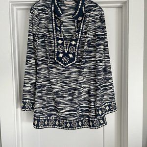 Tory Burch Blue and White Tunic - Size 14